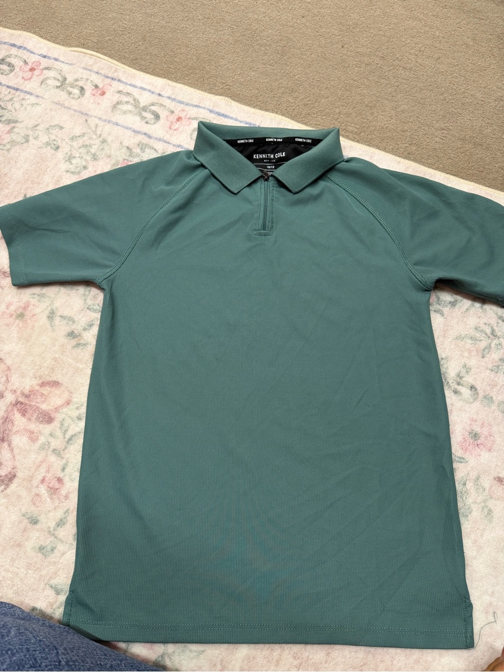 Kenneth Cole Men's Teal-Green Short Sleeve Polo